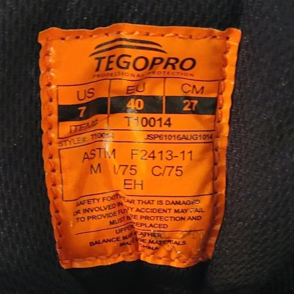 Tegopro Composite Toe Hiker Boots Sz 7 Memory Foam Insole Black Style T10014 - Picture 8 of 15